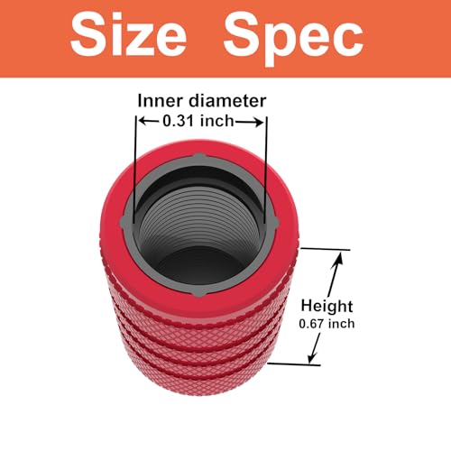 Image of Tire Valve Stem Caps, Black, 6 pcs /Pack, Anodized Aluminum Tire Valve Cap Set, Corrosion Resistant, Universal Stem Covers for Cars Trucks Motorcycles SUVs and Bikes (red)