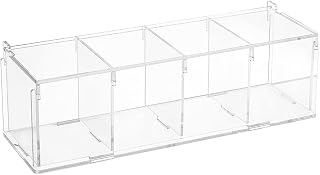 NBEADS 4 Grids Acrylic Storage Box, Figures Display Storage Box Jewelry Beads Storage Container Dustproof Protection Organizer Box with Lid for Coffee Jewelry Pop Figures, 12.4x3.9x3.9 Inch