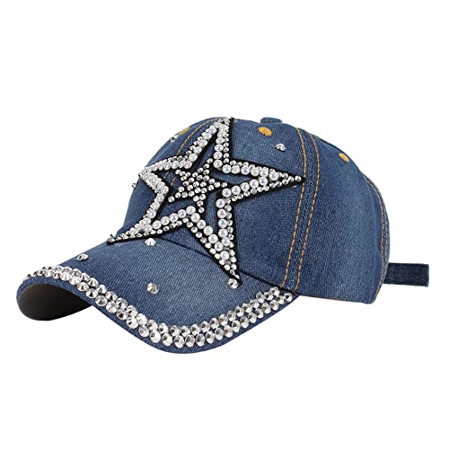 Casquette de soleil en denim et strass pour un look hip-hop