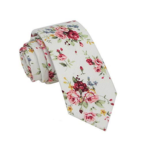 Image of Kebocis Mens Skinny Cotton Floral Tie for Men