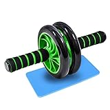 LLA Bauchtrainer Bauchroller Erwachsene Indoor Erweitern Dual Ab Rad mit Kniematte, für Frauen Männer Core Workout Abdominal, Verschleißfeste Trainingsgeräte (Color : Green)