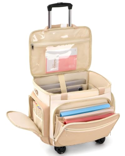 Amythe Teacher Bag with Wheels, 15.6" Rolling Briefcase for Women for Work