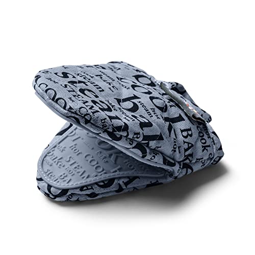 Zeal Silicone Pot Holder Mini Oven Mitt – Mitt for Air Fryer with Hot Print Design and Comfortable Quilted Cotton Inner – Heat and Water Resistant, Provence Blue