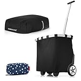  reisenthel - 3tlg. Einkaufsset carrycruiser mit Cover und multicase Einkaufskorb Einkaufstrolley Set Rolltasche Case Kosmetik Kosmetiktasche (Black/Black)