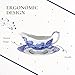 Spode Blue Italian 9 Oz Gravy Boat and Saucer, Earthenware Sauce Boat with Large Handle, Classic Countryside Design, Perfect for Gravy, Sauces, Salad Dressings, Dishwasher & Microwave Safe