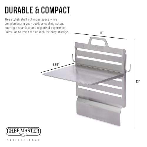 Chef Master Adjustable BBQ Griddle Shelf – Outdoor Organizer & Condiment Holder for Tools, Utensils & Grilling Accessories for Camping, Tailgating & Backyard Cooking 90260 (16.5" x 11.5" 1.5") - Thumbnail 4