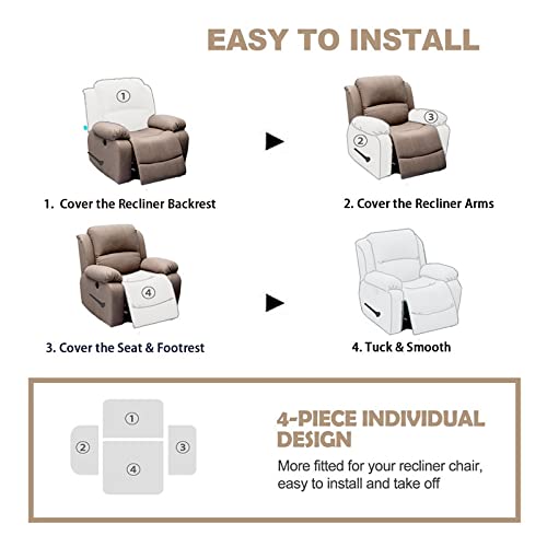 Funda sillón reclinable elástica protector de muebles lavable 7