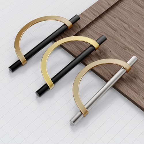 FILTA 10 Pack 5 Inch(128mm) Hole Centers Matte Black and Gold Cabinet Pulls,Stylish Kitchen Cabinet Handles Zinc Alloy Cabinet Hardware for Cabinets Cupboard Handles Drawer Pulls by FILTA - Image 3