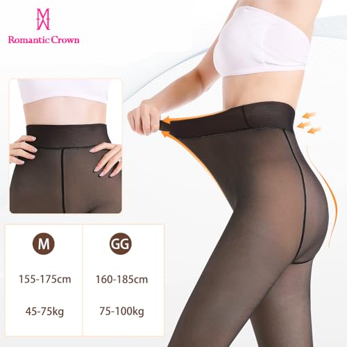 2 Pares De Meia Calça Translúcida Forrada Térmicas De Lã Aveludada,Collants Peluciada Feminino Leggi