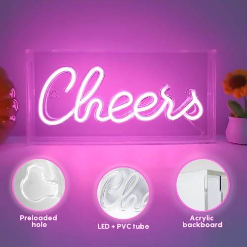 Cheers Neon Sign,3D Neon Light up Sign for Table Decor, Wall Decor, Bar, Pub, Bachelorette Party(Pink) by HOSITARK - Image 4