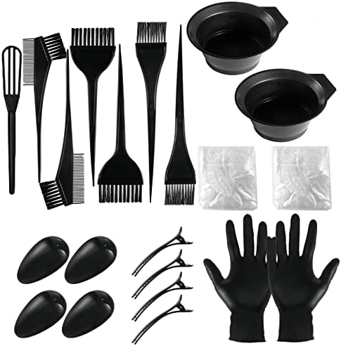 Hair Color Sets Kit Hair Color Mixing Bowl Ear Cuffs Dye Brush Coloring Comb Hair Clips Gloves Cape Shower Cap Hair Dye Tools for DIY Salon