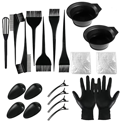 Hair Color Sets Kit Hair Color Mixing Bowl Ear Cuffs Dye Brush Coloring Comb Hair Clips Gloves Cape Shower Cap Hair Dye Tools For Diy Salon #TOP1