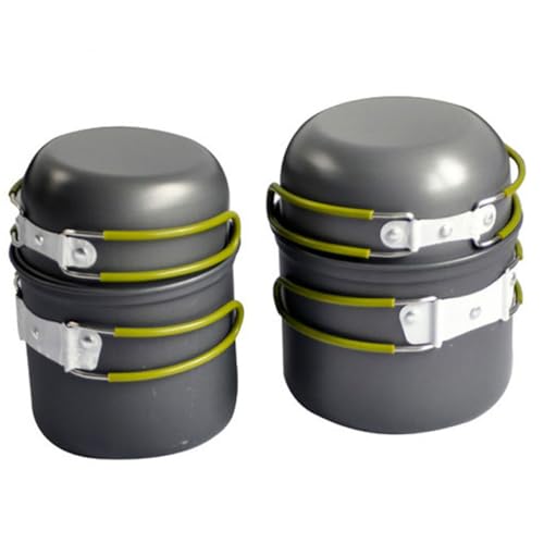 KOMBIUDA 1Set Portable Outdoor Camping Cookware Lightweight Aluminium Alloy Pots with Collapsible Handle for Hiking Backpacking and Picnics Essential Camping Utensils