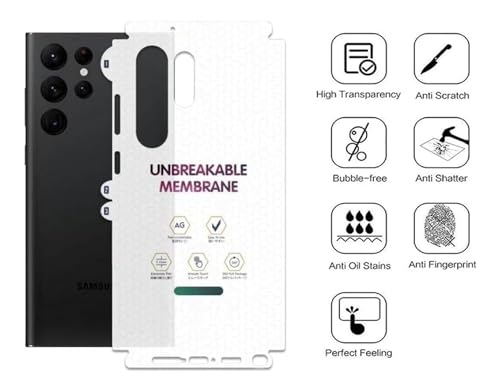Image of MACLEN Matte Finish Full Body Cover Back Protector Compatible with Samsung Galaxy S23 Ultra 5G | Unbreakable Membrane Scratch Guard Full Fit Protective, Case Friendly, (Back & Side) (Pack of 1)