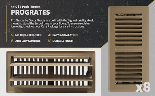 Pro Grates Steel Floor Register 8 Pack, 3 inch x 10 inch Powder Coated Brown by Decor Grates - Image 8