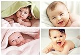 MANIAL Cute Smiling Baby Children Combo HD Wall 300GSM Gloss Laminated Thick Paper Posters for Pregnant Women for Room Décor (Multicolour, 12x18-Inch) -Set of 4