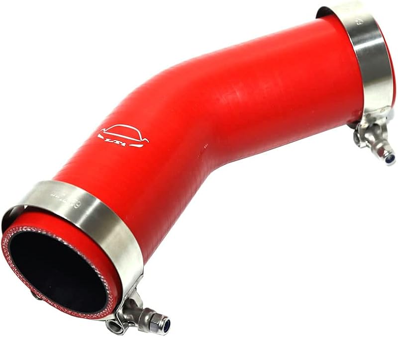 Mangueira cotovelo de silicone reforçada TenKeAuto 45° para turbo e intercooler, 5,08 cm – Vermelha com abraçadeira T-bolt