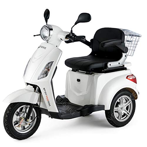 VELECO driewieler elektrische scooter senior mobiele elektrische rolstoel 3 wielen 25 km/u 900W (WIT)