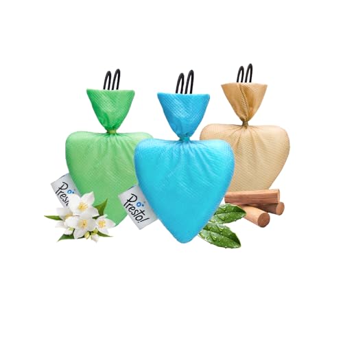 Amazon Brand - Presto! Camphor Heart shape Air Freshener | Assorted | Pack of 3 | Jasmine, Sandal And Original | Long Lasting | Air Freshener for Car, Home & Office