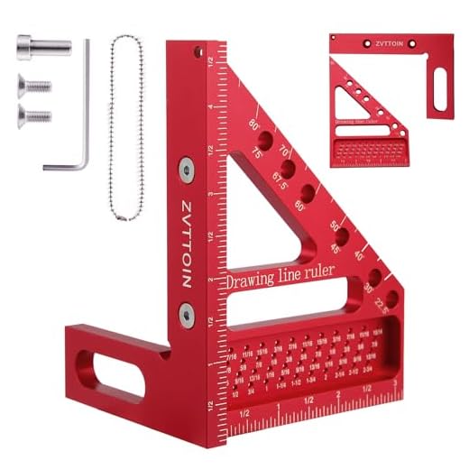 0-90 Degree 3D Multi-Angle Measuring Ruler for Woodworking and Construction, High Precision Aluminum Square Measuring Ruler Woodworking Tools (Red, 4.76inch)