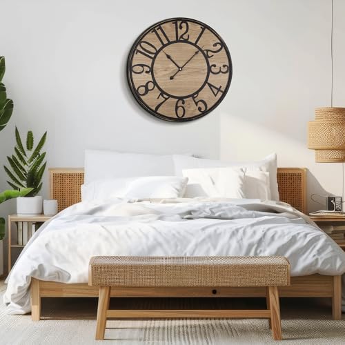 Horloge murale decorative 60 cm en bois pour habiller un grand mur vide et silencieusement - 6