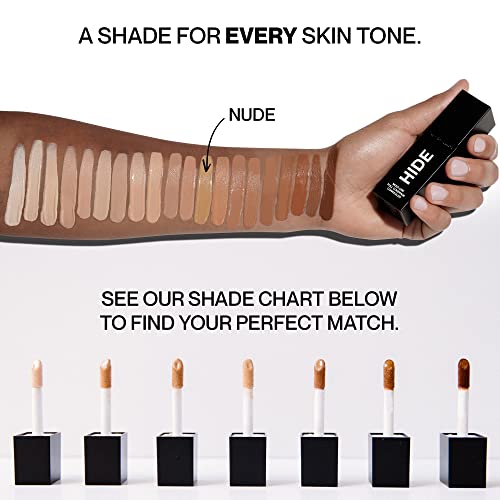 Hide Premium Liquid Multi-Use Concealer, See Shade Finder Below For Perfect Match, Large Bottle 0.5 Fl. Oz. - Full Coverage Concealer Makeup For Acne Dark Spots Dark Circles Hyperpigmentation And Blemishes Oil Free Concealer, Color For All Skin Types (Nude) #TOP6