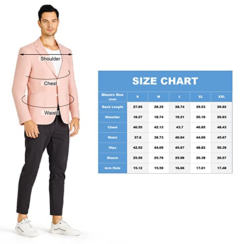 1Pa1 Men's Linen&Cotton Suit Jacket Slim Fit Two Button Blazer (Wf8511 Blazer Pink S) #TOP5