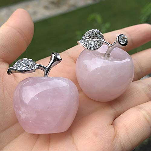 Faovramulet Rose Quartz Carved Appple Figurine Sculpture Statue Healing Crystal Home Ornament Decoration 1.3" Tall #TOP2