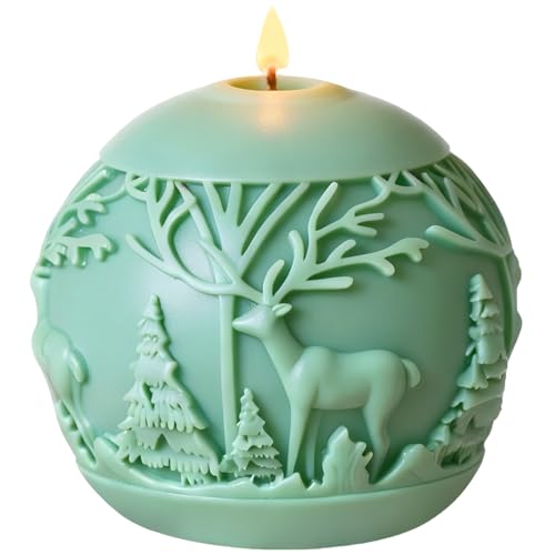 YANYONG Christmas Ball Candle Molds Christmas Ball and Deer Candle Silicone Mold for Xmas Candles Making Resin Casting Aromatherapy Candles Handmade Wax Home Decor