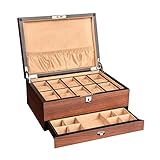 Caja de Madera para Guardar Relojes con Cerradura - Elegante Organizador de Joyas para Relojes mecánicos y Accesorios - Elegante Expositor para Hombres y Mujeres
