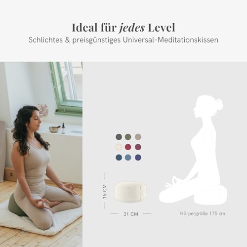 Lotuscrafts® Meditationskissen mit 15 cm Sitzhöhe, Yoga Kissen mit Dinkelfüllung, Yogakissen Rund, Bodenkissen Rund, Yogakissen Meditationskissen, Yogakissen Bezug waschbar, GOTS Zertifiziert – Bild 4
