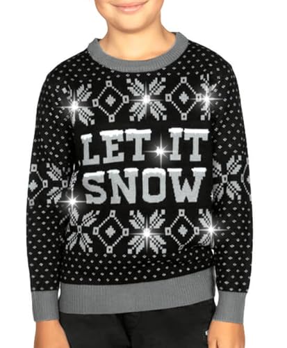 Pull de Noël lumineux Let it Snow vêtement d'hiver chaud pour enfant taille XL de fête
