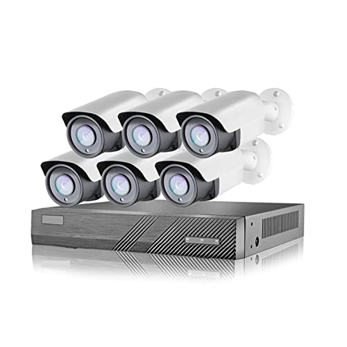 Monitoreo de Video Kits de Sistema de cámara IP 4K Vigilancia de Audio Cámara de vigilancia (Size : None, Color : 8ch NVR and 6 Camera)
