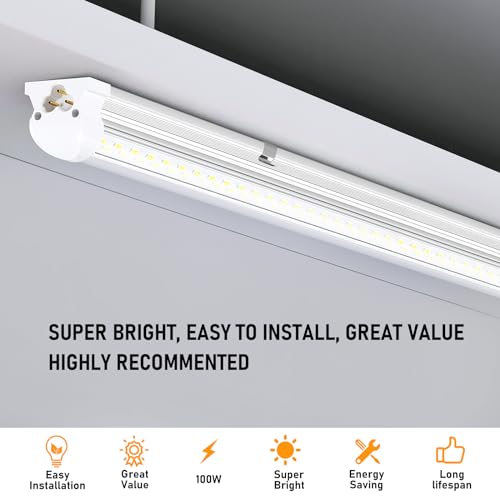Onlylux 8Ft Led Shop Light, 8' 100W 15000Lm 6000K (12 Pack), 8 Foot Linkable Led Shop Lights With Plug Fixture For Garage Workshop, T8 Led Tube Lights thumb #1