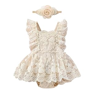 Odizli Baby Mädchen Rüsche Blumen Spitze Strampler Prinzessin Tutu Tüllkleid+Stirnband Sommer Kleidung