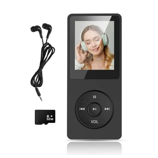 Lecteur MP3 32 Go Bluetooth 5.3 avec écran Couleur TFT de 1,8" avec Casque, Radio, e-Book, Enregistrement, Prise en Charge jusqu'à 128 Go, Noir