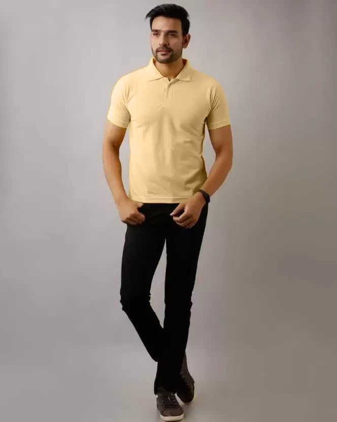 Image of INKKR Men's Polo Neck Half Sleeve Solid T-Shirts