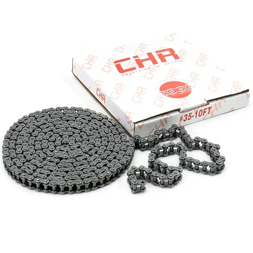CHR #35 Roller Chain - 10FT | 319 Links + 2 Free Connecting Links | 3/8" Pitch Carbon Steel Chain | Industrial Chain for Bikes, Go-Karts, Bicycles & Machinery | ISO 9001-2000 Certified