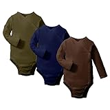 DEFAHN Baby Side Snap Kimono Bodysuit 100% Cotton 3-Pack Unisex Onsies for Newborn Boy Girl