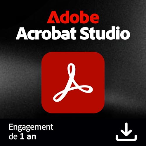 Adobe Acrobat Studio | Abonnement 12 mois | Assistant IA, PDF Spaces & Adobe Express Premium | Modifier, convertir et signer des PDF | PC/Mac/Web | Code de téléchargement