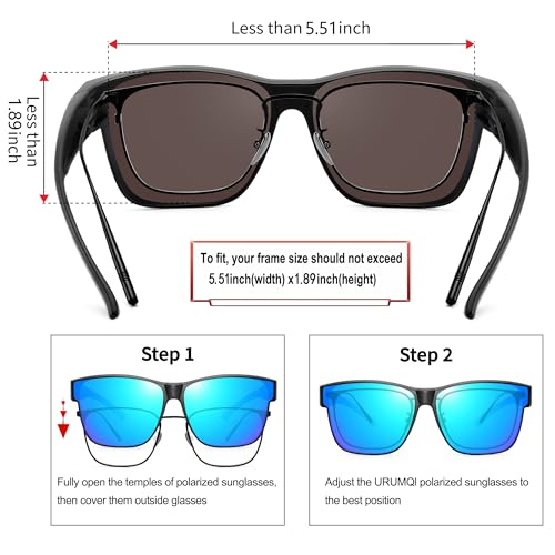 Image of URUMQI Polarized Sunglasses Fit Over Glasses for Men Women, Oversized Square Sun Glasses UV400 Protection