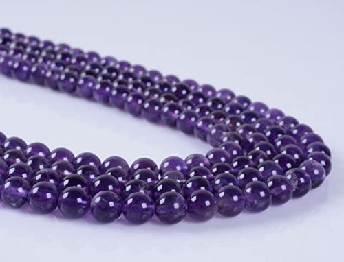 Améthyste véritable en perles rondes 6mm de qualité supérieure pour joaillerie artisanale