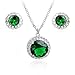 Produktbild Crystalline Azuria Grüner simulierter Smaragd Zirkonia Kristalle Rund Schmuck-Set Halskette Anhänger 45 cm Ohrstecker Ohrringe 18 kt Weiß Vergoldet