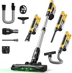 Aspirateur sans fil pour DeWalt Batterie, 7-in-1 Aspirateur de bâton léger avec HEPA Filtre, 35KPA Aspiration, 350W Moteur sans brosse, 3 Modes pour Tapis, Sol, Voiture (batterie non incluse)