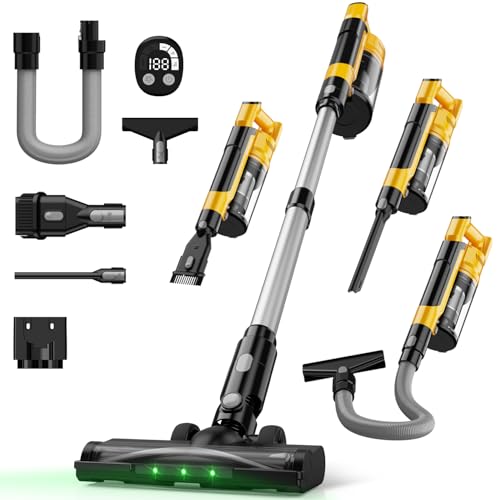 ZEXAPE Cordless Vacuum Cleaner Compatible with DeWalt Battery, 7-in-1 Lightweight Stick Vacuum with HEPA Filter, 35KPA Suction, 350W Brushless Motor, 3 Modes for Carpet, Floor, Car (Tool only)