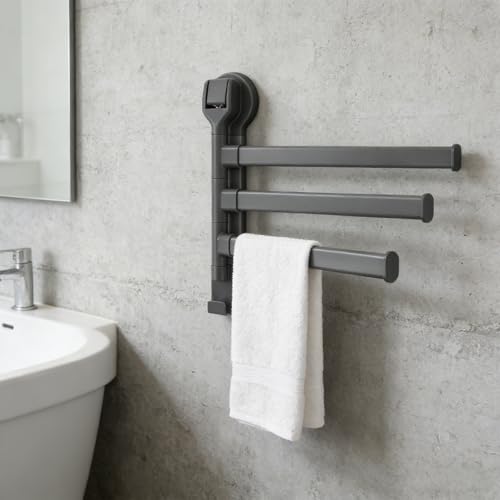 Porte-serviettes pivotant à ventouses sans perçage pour optimiser l'espace