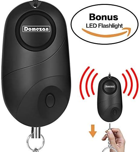 Personal Alarm, DOMEZAN 130dB Emergency Self Defense Security Alarm Keychain for Kids Women Elderly Protection Batteries Included with LED Light Policeman Recommend