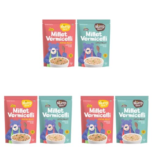 Image of SLURRP FARM Preservative Free Vermicelli, Semiya No Maida, No White Rice, Foxtail /Little Millet Vermicelli, 180 grams Each (Pack Of 6)