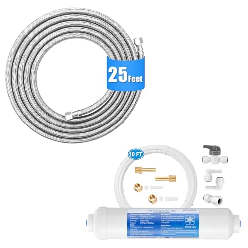 Manguera acero inoxidable 25 ft con filtro para fabricadora de hielo miniatura 1