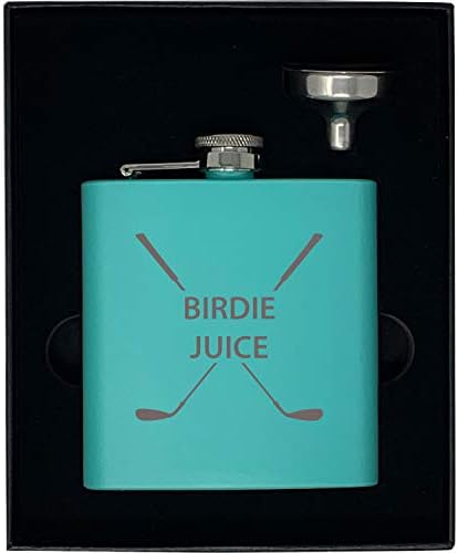 Golf Birdie Juice Flask, Funnel and Gift Box - Great Chirstmas, Birthday, Valentines Gift for Golfers (Teal)